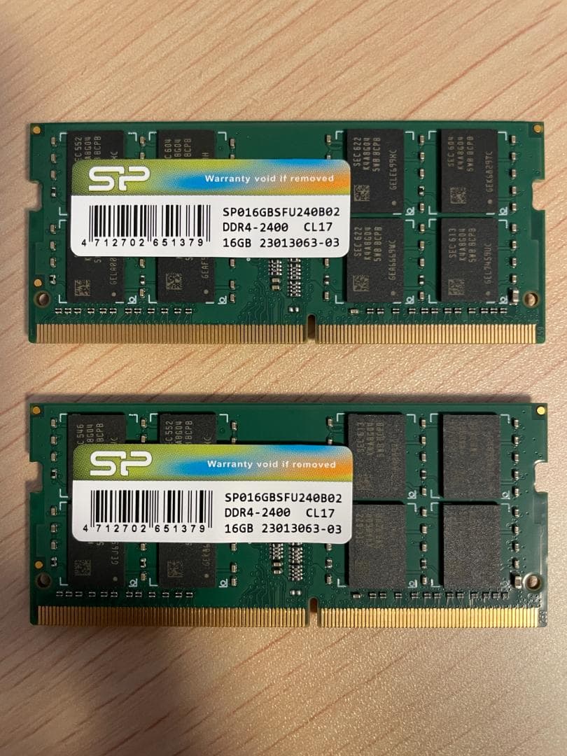 シリコンパワー製 DDR4-2400 32GB(16GB x 2枚) メモリ
