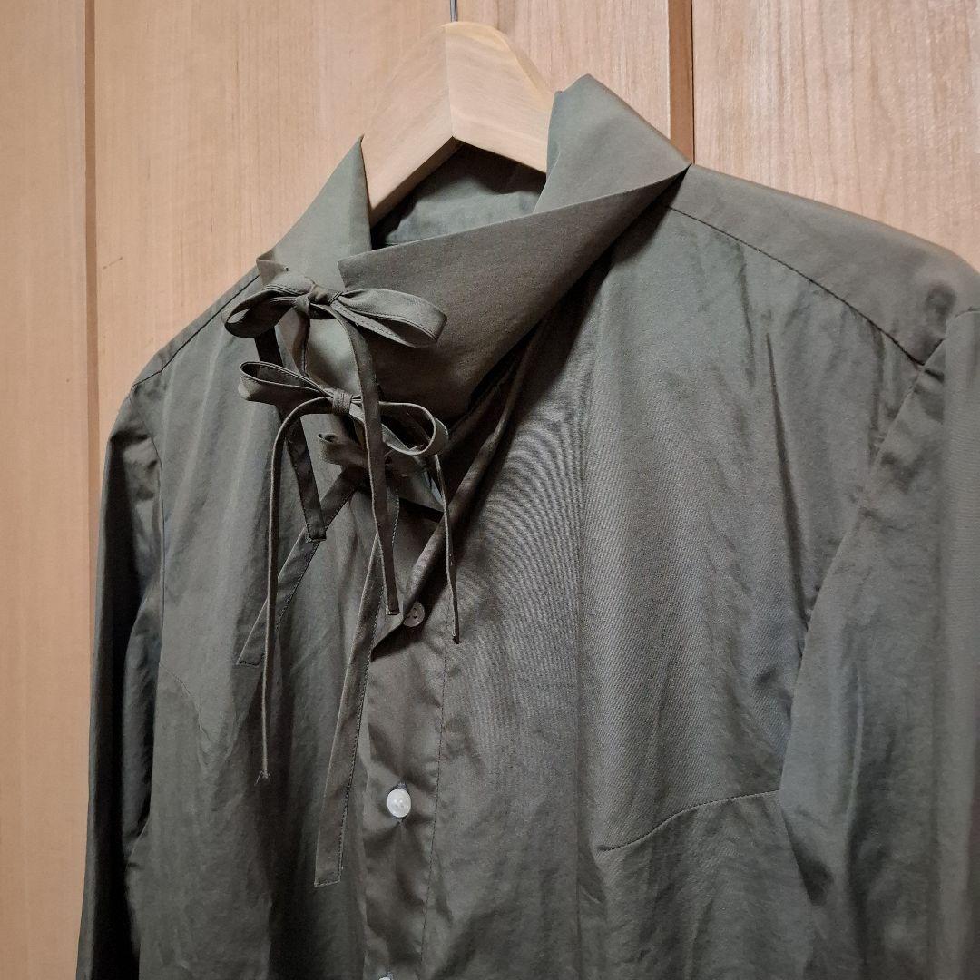 ヴィヴィアンウエストウッドマン　リボン　長袖シャツ　グリーン　44　フリルシャツ