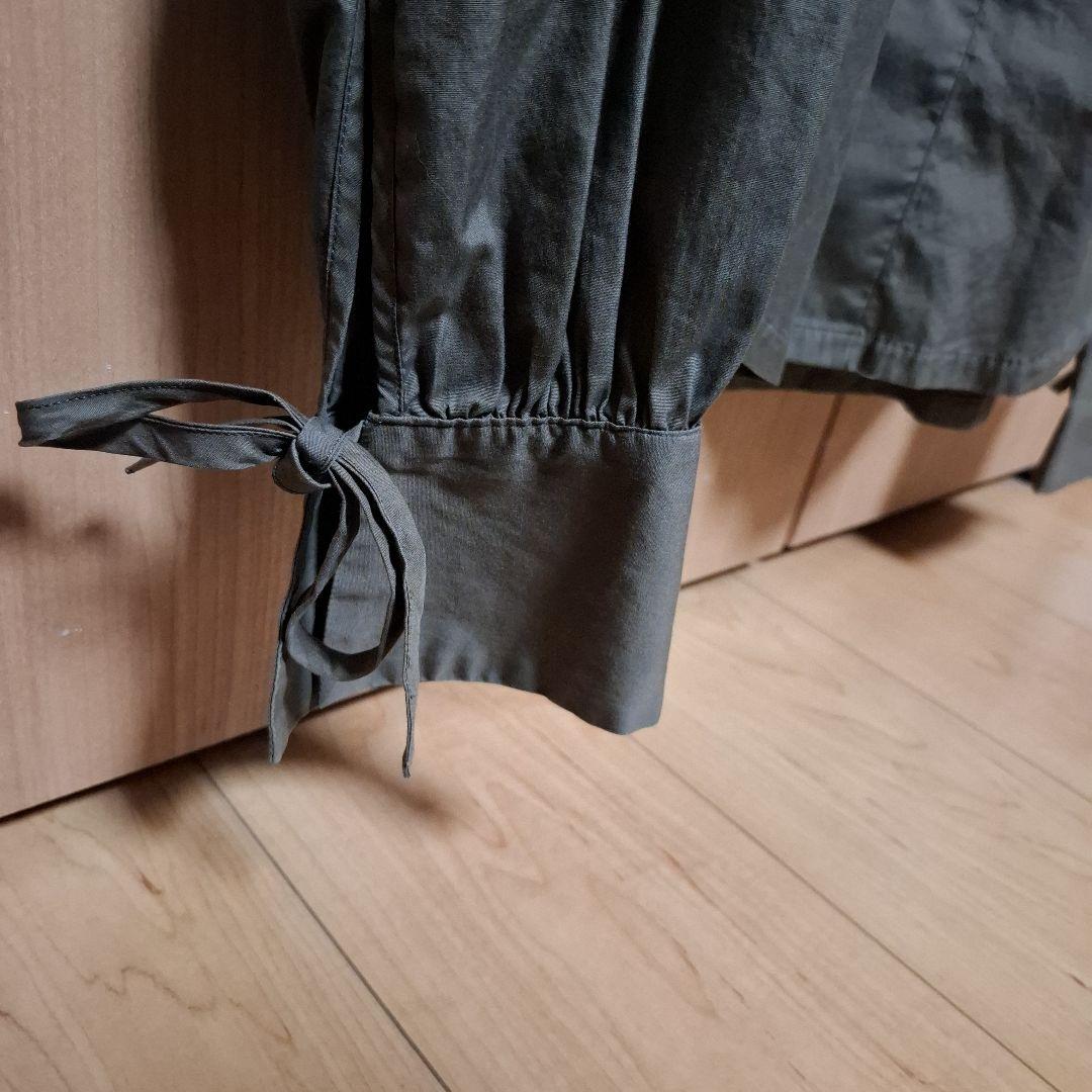 ヴィヴィアンウエストウッドマン　リボン　長袖シャツ　グリーン　44　フリルシャツ