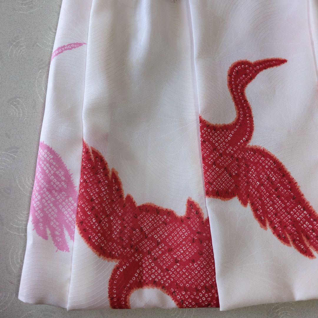 七五三３歳正絹鶴柄手縫いの被布（中綿無し）クリーニング済み