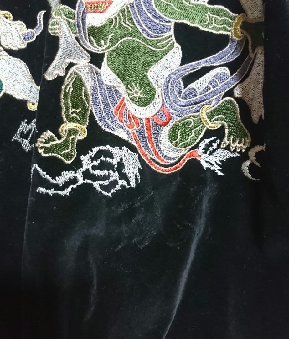 別珍 風神 雷神 龍 スカジャン ベロア ベルベット