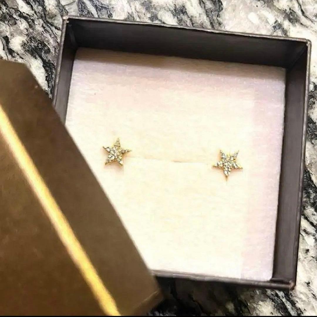 K18 ダイヤ　ピアス　YG パヴェ　0.12ct