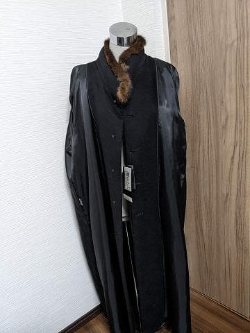 A948　未使用保管品　セーブル　カシミヤ100％　ロングコート　毛皮