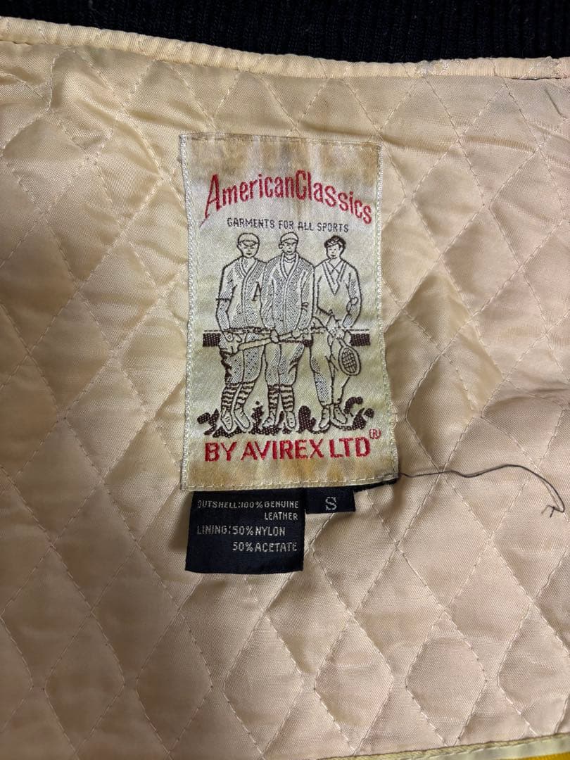 AVIREX バーシティジャケット オールレザー製　90s ブラウン