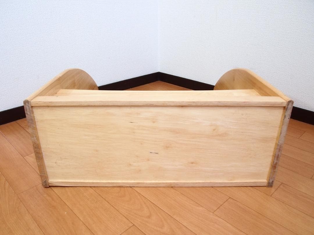 【美品】木製無垢 大型 3段 マガジンラック/新聞ラック ナチュラル色 収納家具