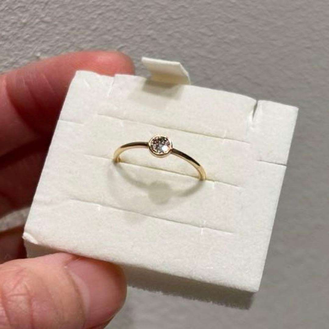 【購入証明書付】ete K10 0.02ct ブリリアント リング 7号