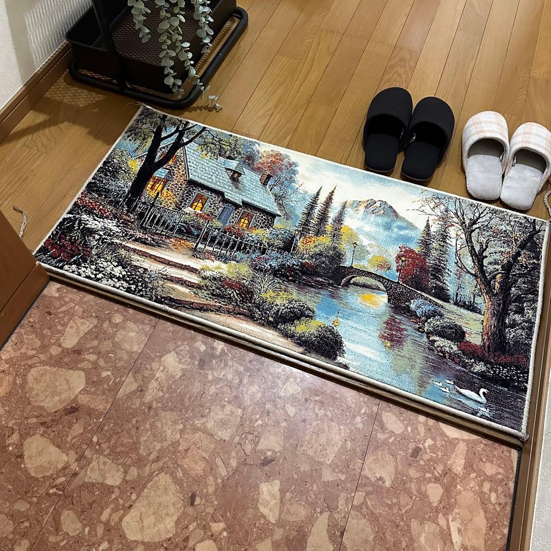【新品未使用】絵画風絨毯　カーペット　玄関用　風景　玄関　廊下　絵画　イラン