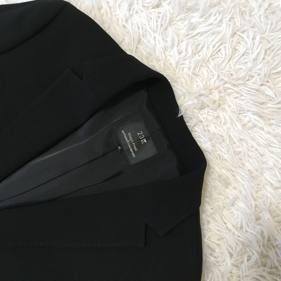 美品　23区　スリーピース　ジャケット　パンツ　スカート　ブラック　サイズL