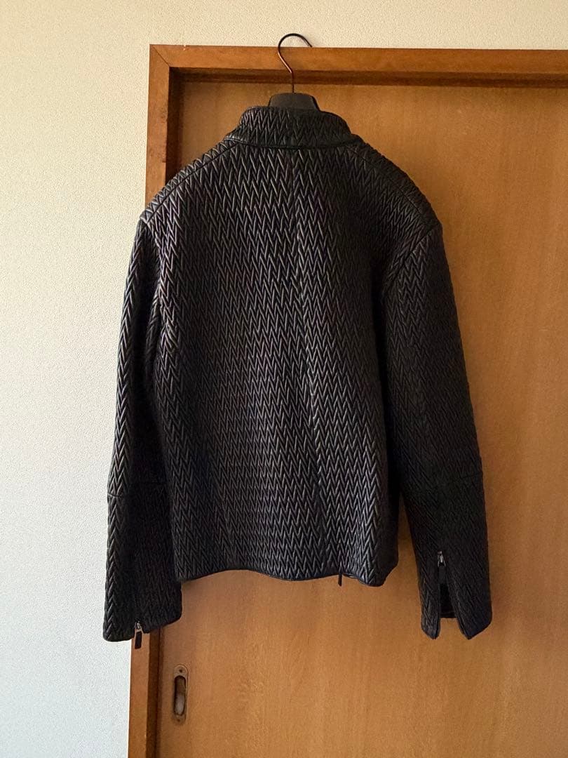 【新品同様】エンポリオアルマーニ シングルライダースジャケット 黒 ラム