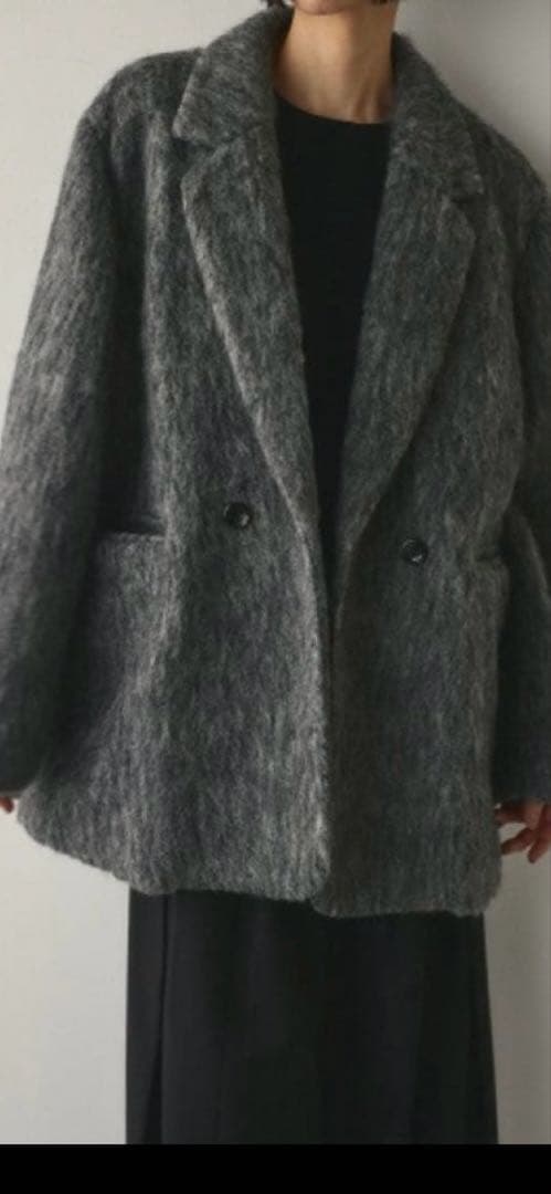 スタイルミキサー オーバーサイズシャギーダブルボタンジャケット グレー