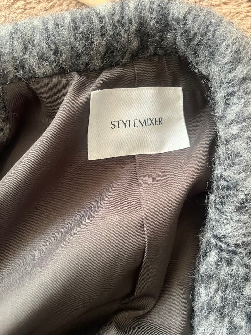 スタイルミキサー オーバーサイズシャギーダブルボタンジャケット グレー