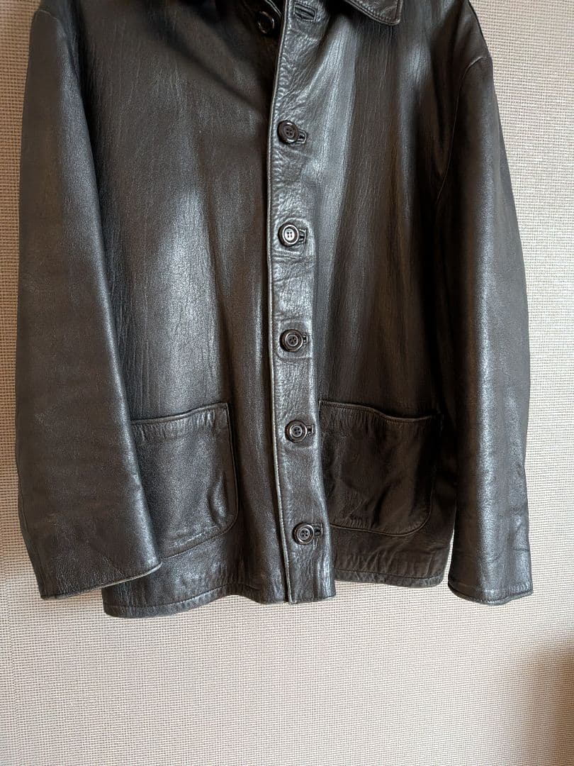 美品　vintage 本革　レザーカーコート