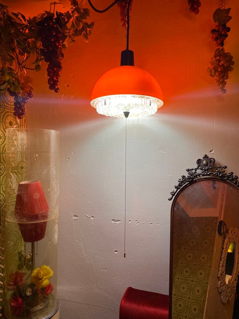 昭和レトロ 照明 ペンダント オレンジ ヴィンテージ コンセント レトロポップ