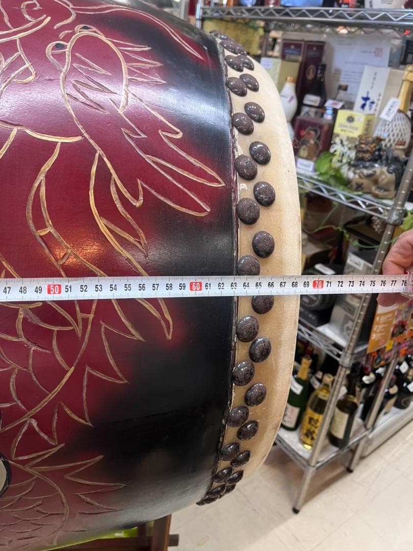 大太鼓　和太鼓　龍　彫り物　年代物　時代物　和楽器