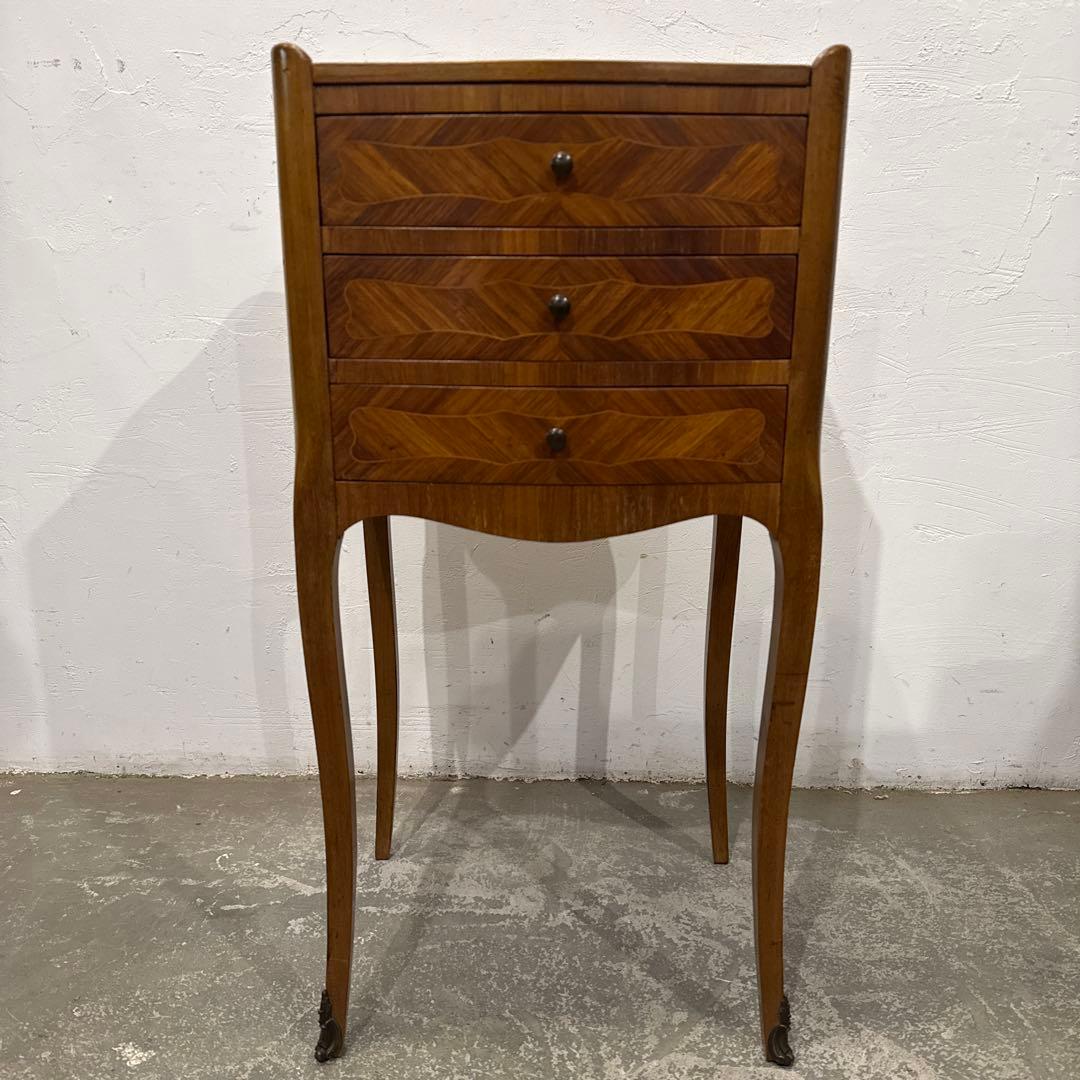 年末年始saleヴィンテージ　木製サイドテーブル　引き出し付き　3段