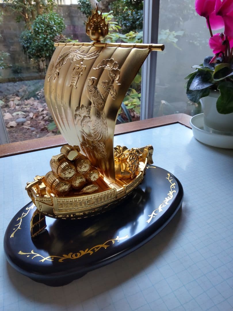 ☆開運☆  鳳凰の宝船 ガラスケース付