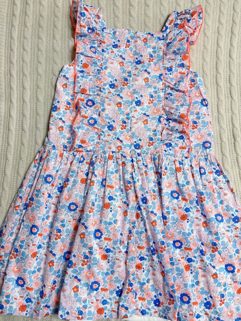 新品　Jacadi × LIBERTY 花柄　フリル　ワンピース　オレンジ10A