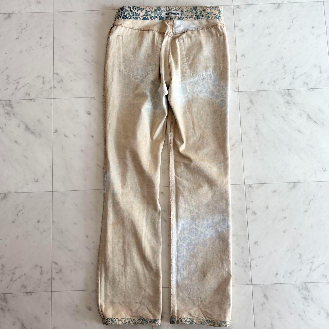 イッセイミヤケ ムラ染め 花柄 総柄 デニム パンツ ズボン サイズ2