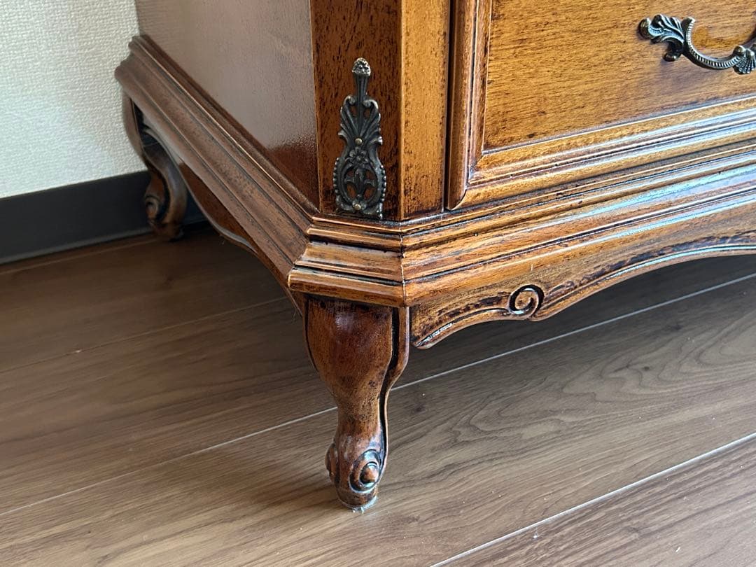 【輸入家具】猫脚 木製 チェスト 4段 茶 アール・ヌーヴォー アンティーク調