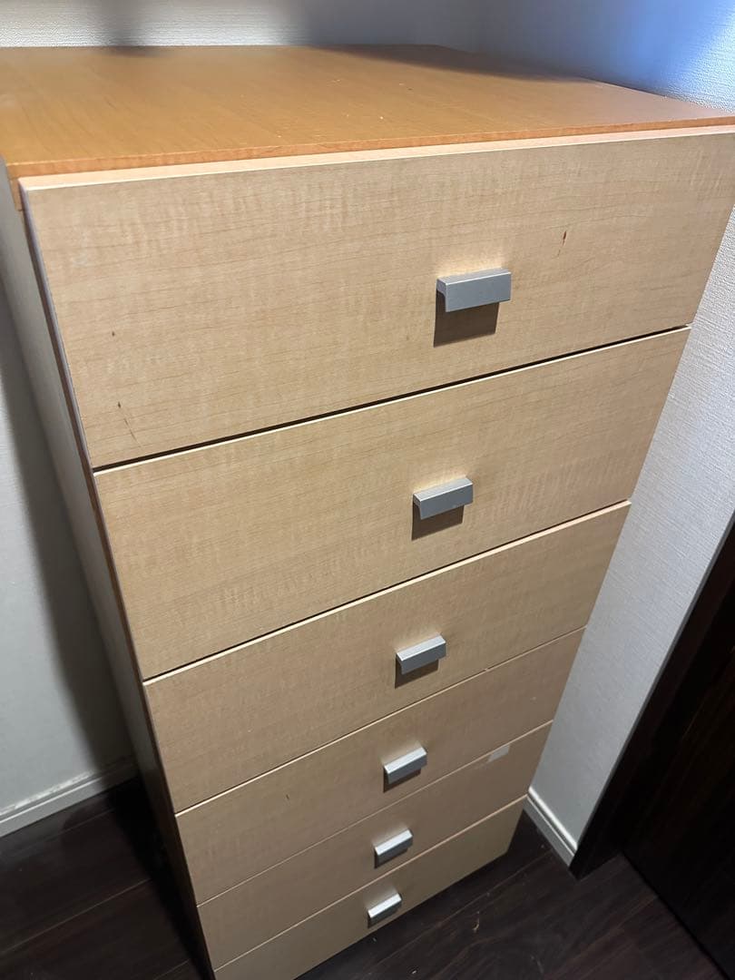 ベージュ 6段チェスト ドレッサー 洋服棚 衣類 収納 家具　箪笥