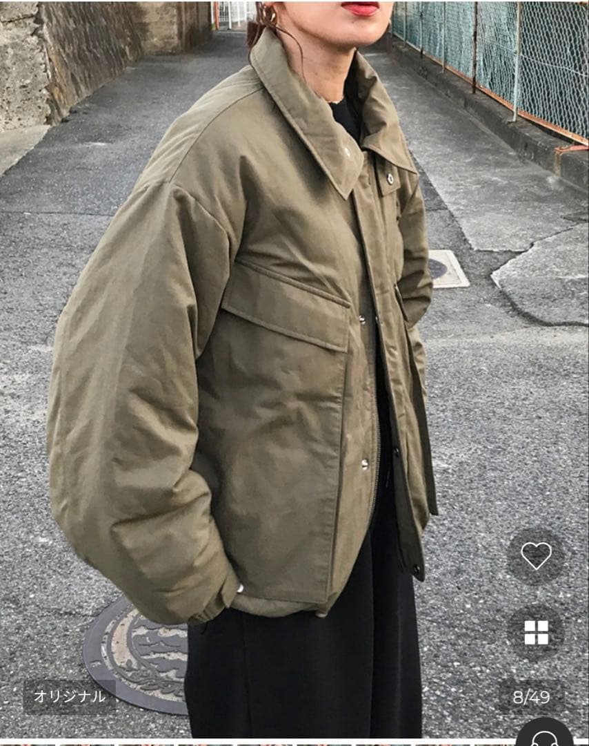 NUGU ワイドポケットミリタリーパディングジャケット　カーキ