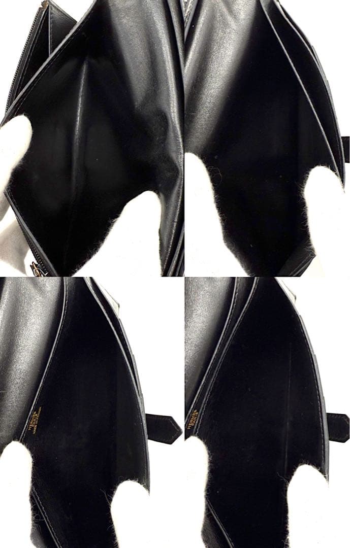 HERMES エルメス ベアン デュプリ 三つ折り 黒 ブラック 財布 長財布