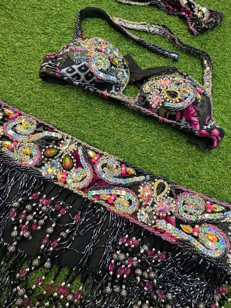 【fig】ベリーダンス衣装 　ブラ・ベルト（ターバン付）