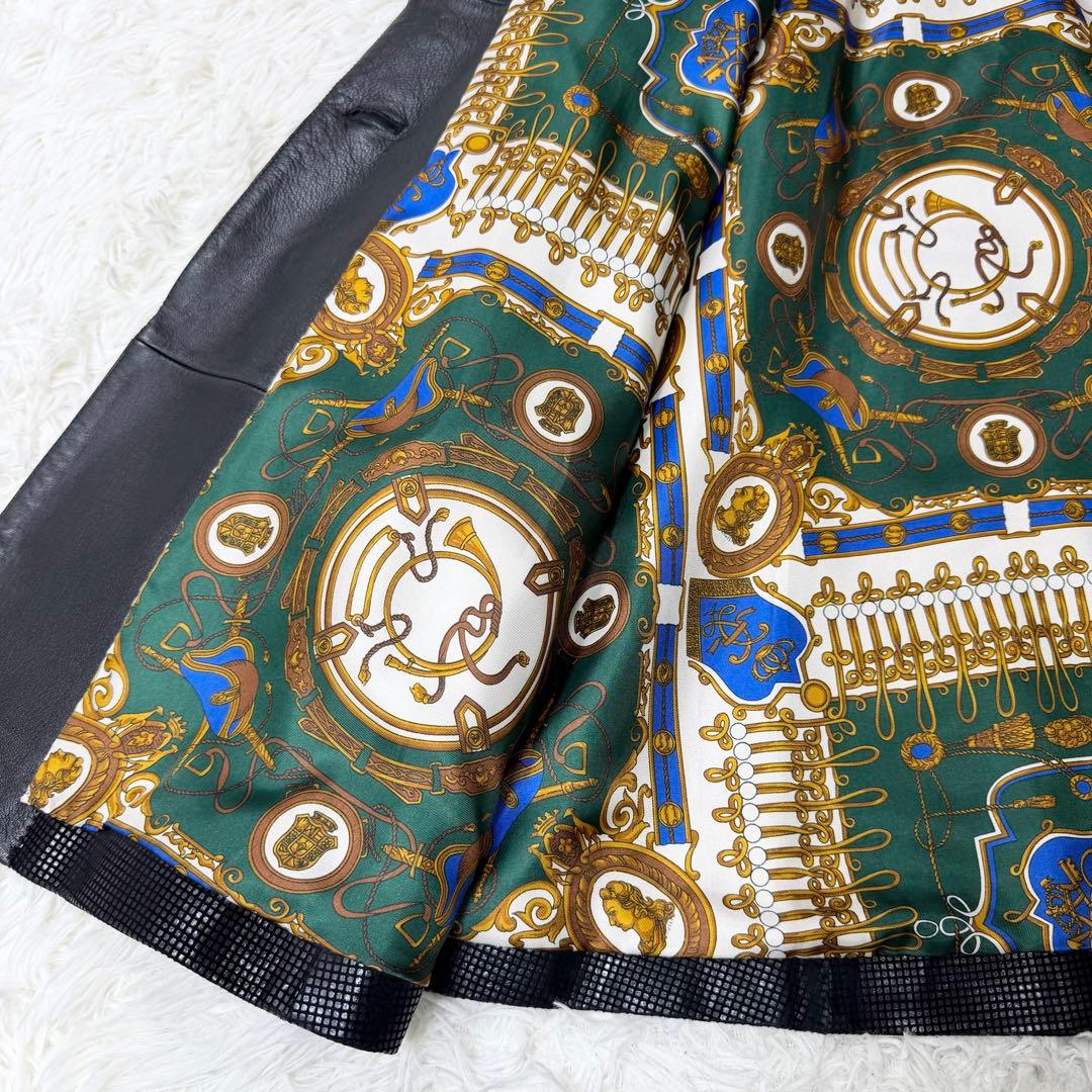 【希少デザイン】Pierre Balmain 裏地総柄　レザーコート　金ボタン