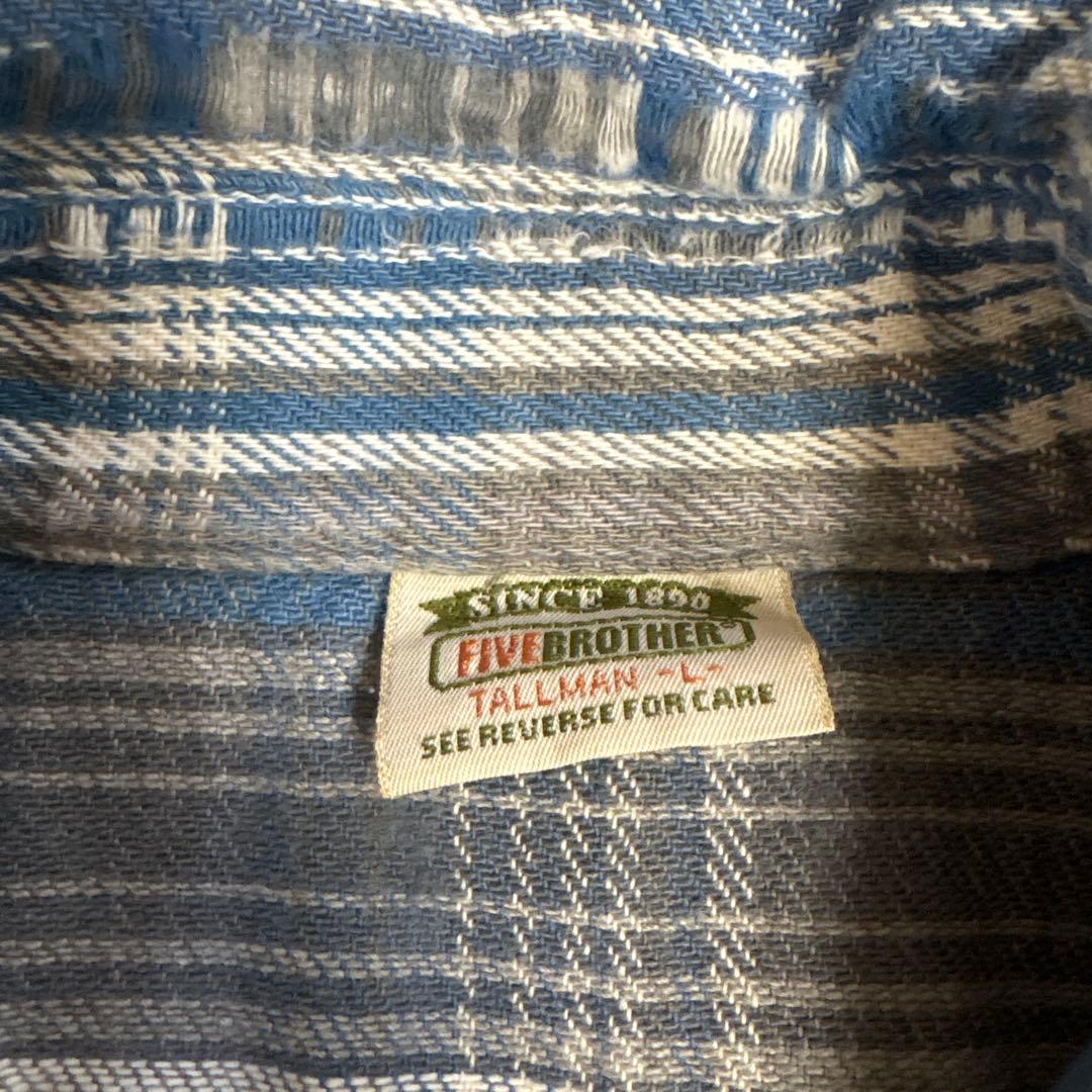 FIVE BROTHER フランネルシャツ　Lサイズ　ブルー