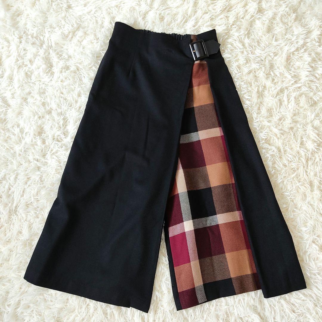 ブルーレーベルクレストブリッジ　CBチェック　ウールライクツイルガウチョパンツ