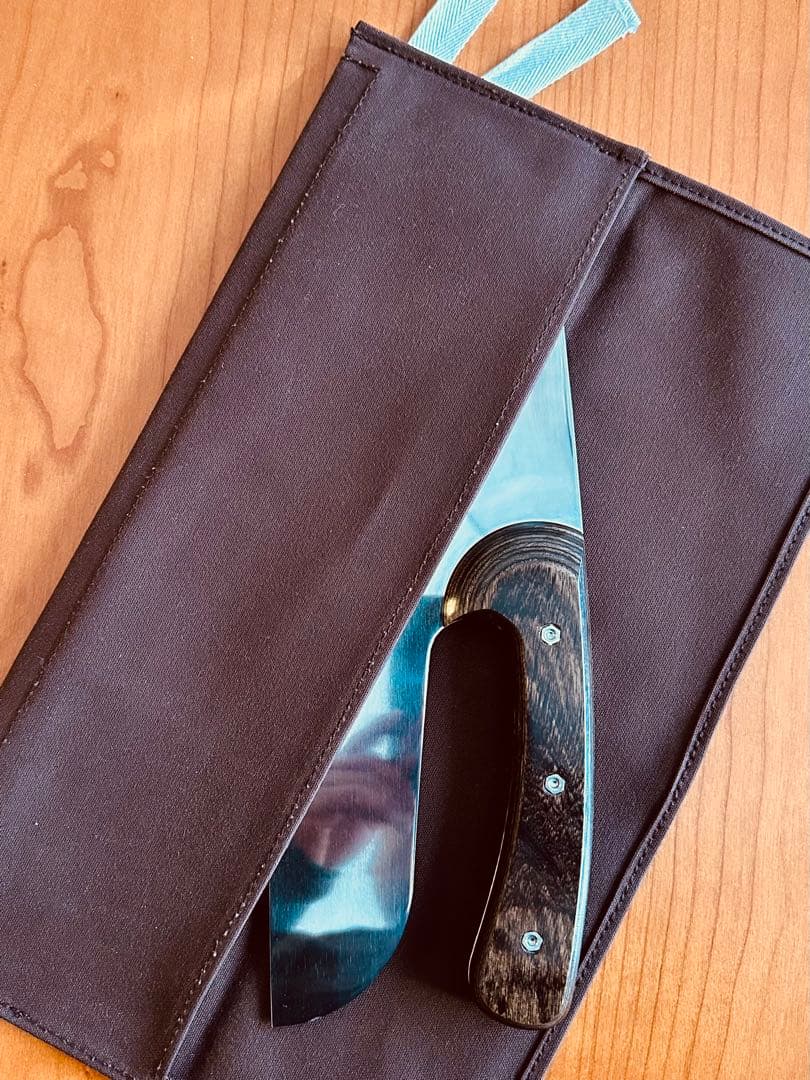 堺孝行　蕎麦包丁　モリブデン　鏡面仕上げ　帆布ケース付き　33cm 本刃付