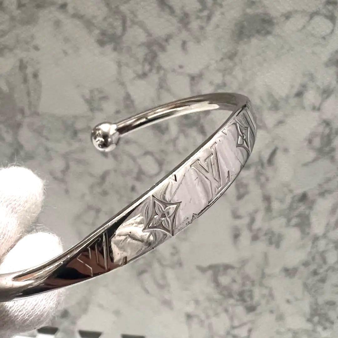 ルイヴィトン ジョンク モノグラム バングル シルバー メンズ 保存袋付き