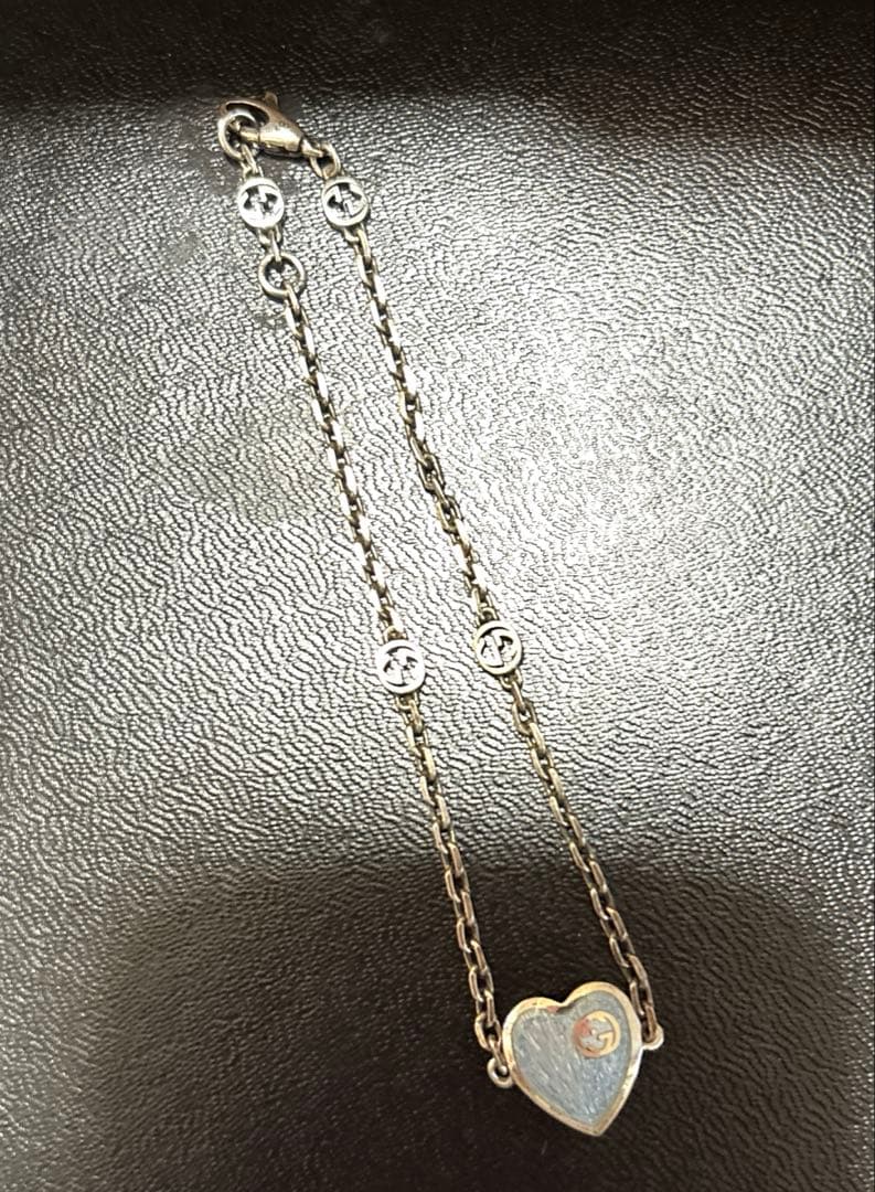GUCCI インターロッキングG ハートブレスレット ブルー　925 シルバー