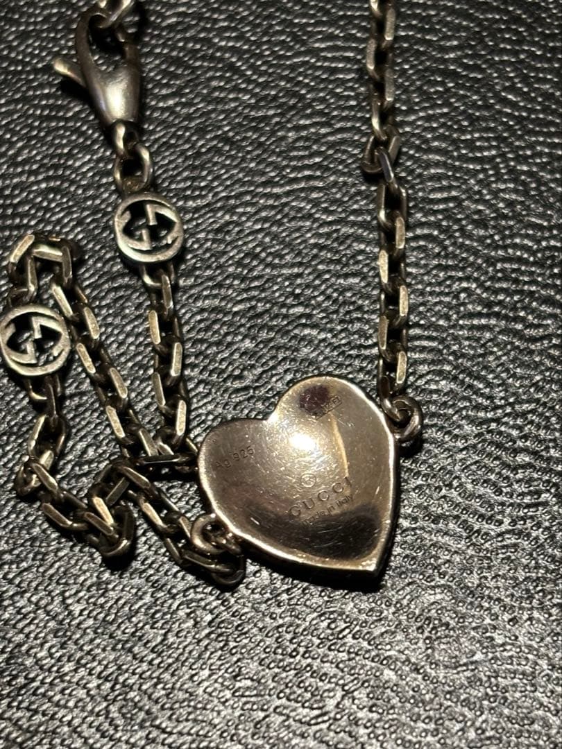 GUCCI インターロッキングG ハートブレスレット ブルー　925 シルバー