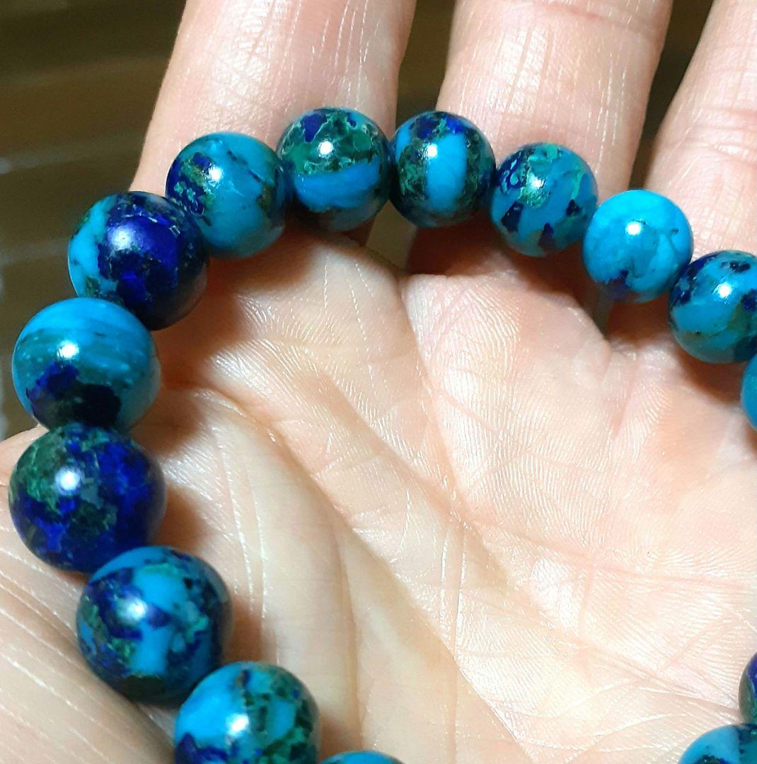 アンファン 超レア【高品質】ターコイズクリソコラインラピスラズリ10mm