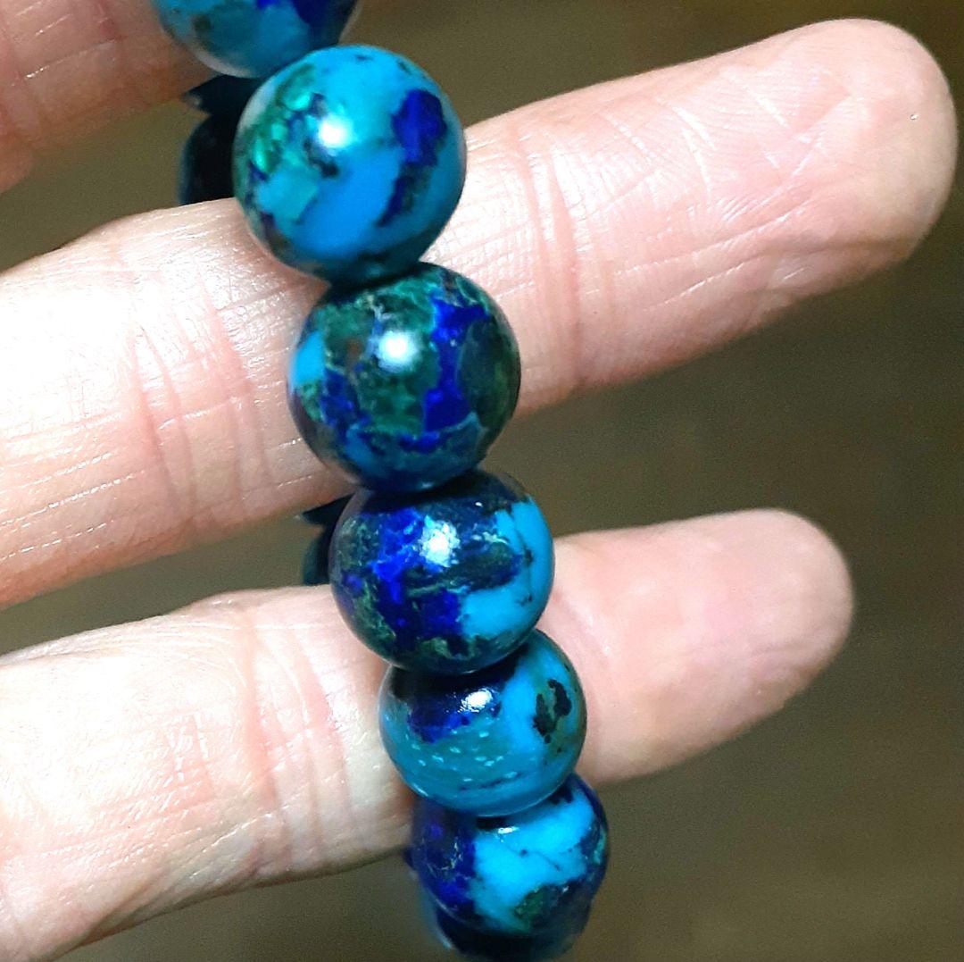 アンファン 超レア【高品質】ターコイズクリソコラインラピスラズリ10mm