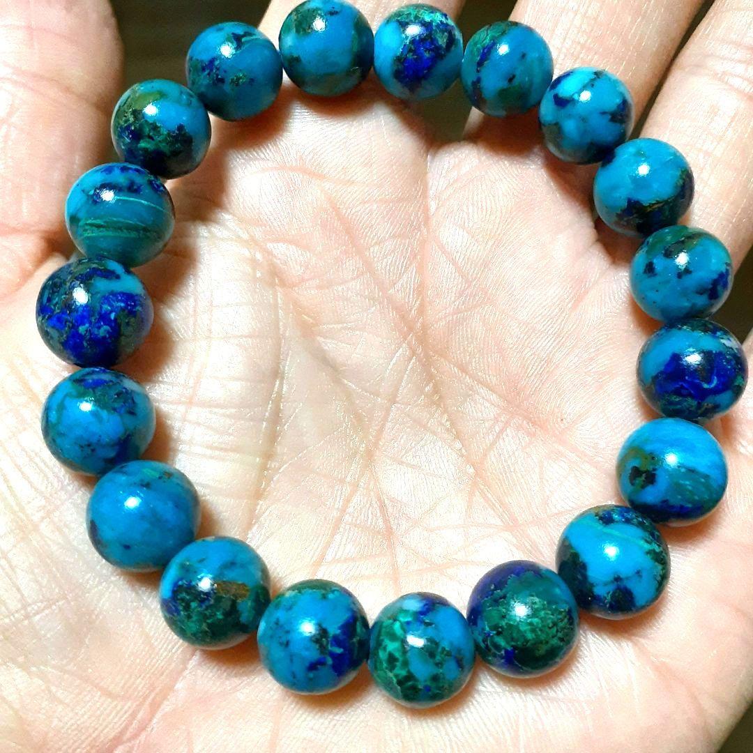 アンファン 超レア【高品質】ターコイズクリソコラインラピスラズリ10mm