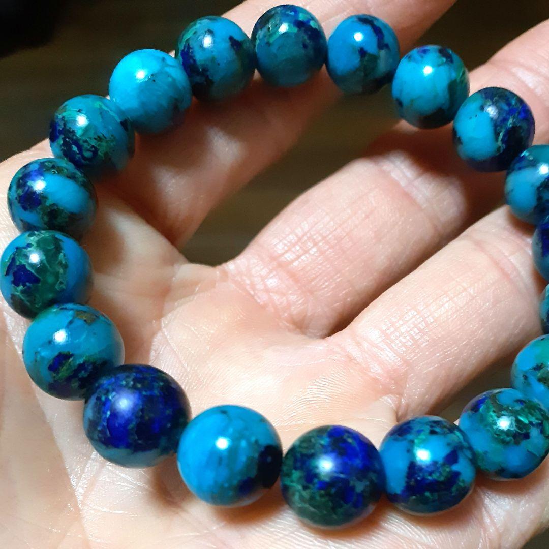 アンファン 超レア【高品質】ターコイズクリソコラインラピスラズリ10mm