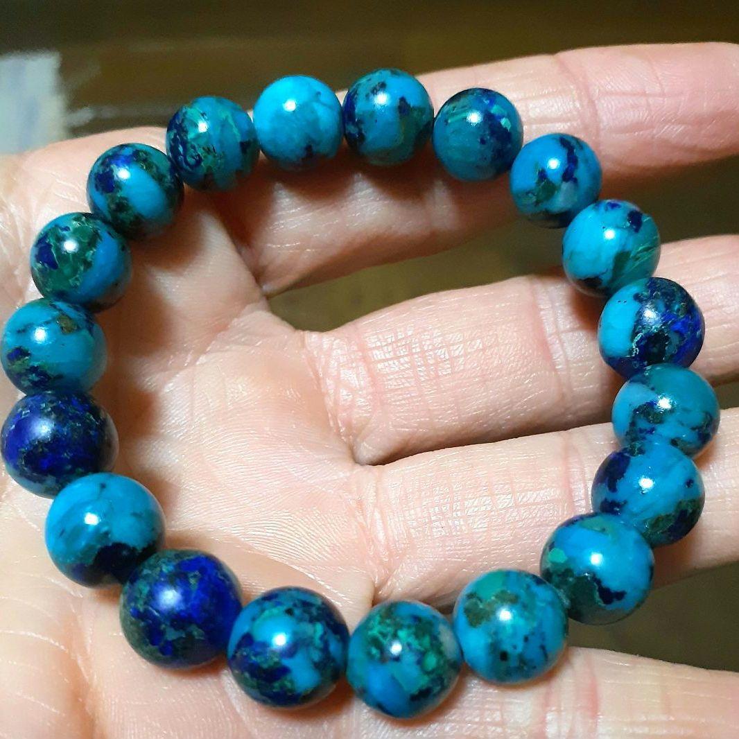 アンファン 超レア【高品質】ターコイズクリソコラインラピスラズリ10mm