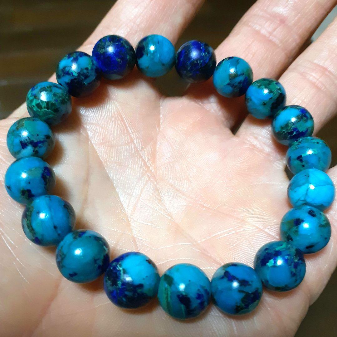 アンファン 超レア【高品質】ターコイズクリソコラインラピスラズリ10mm
