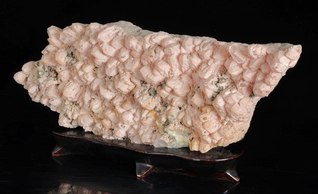 国産 菱マンガン鉱 インカローズ 黄鉄鉱 天然石 5kg 台座付 鉱物 鑑賞石