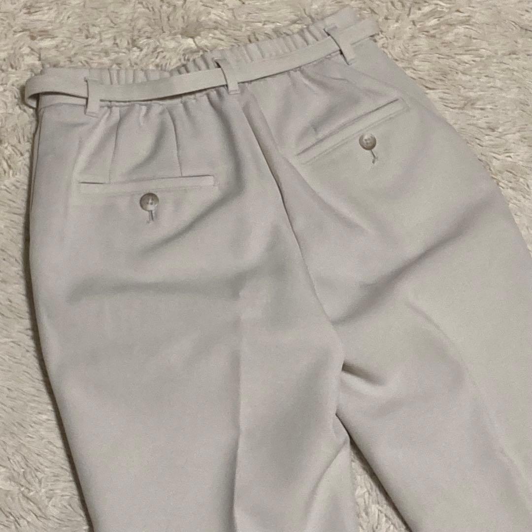 PLST 洗濯機で洗える ノーカラー ジャケット パンツ ベルト スーツ