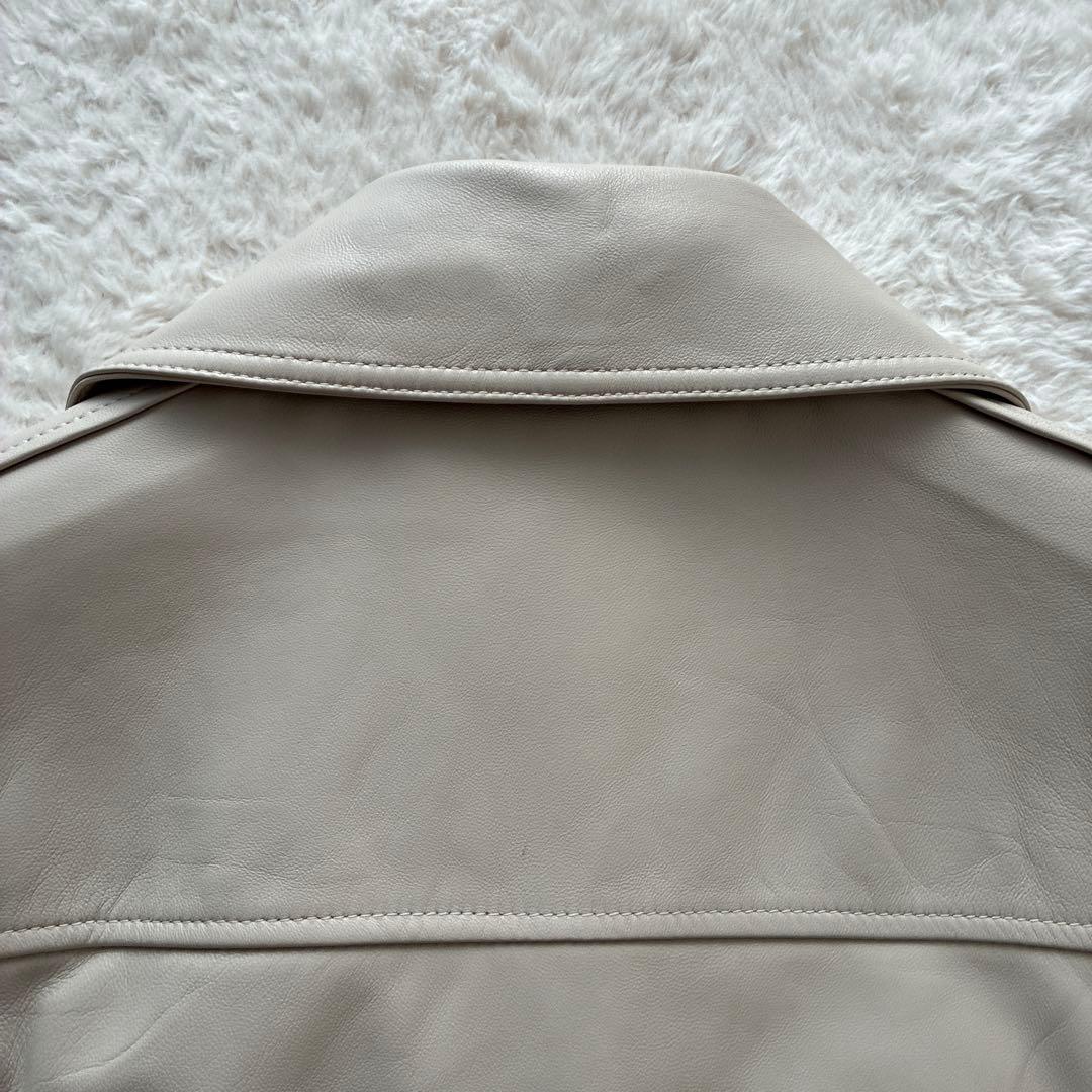 美品✨【bucks&leather】ラムレザー ライダースジャケット グレージュ