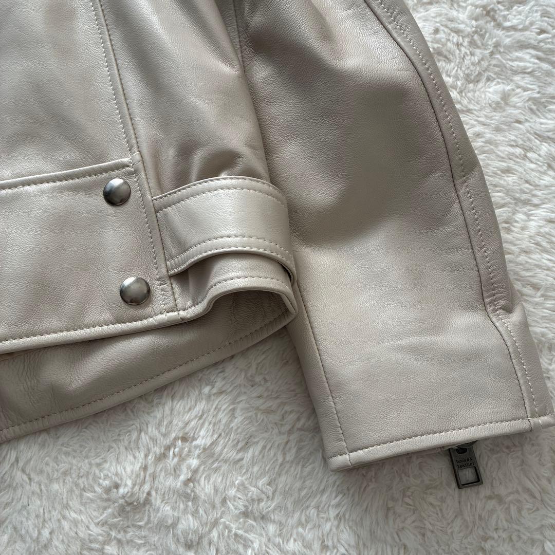 美品✨【bucks&leather】ラムレザー ライダースジャケット グレージュ