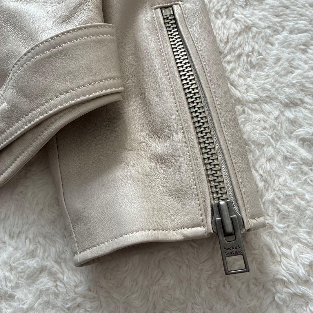 美品✨【bucks&leather】ラムレザー ライダースジャケット グレージュ