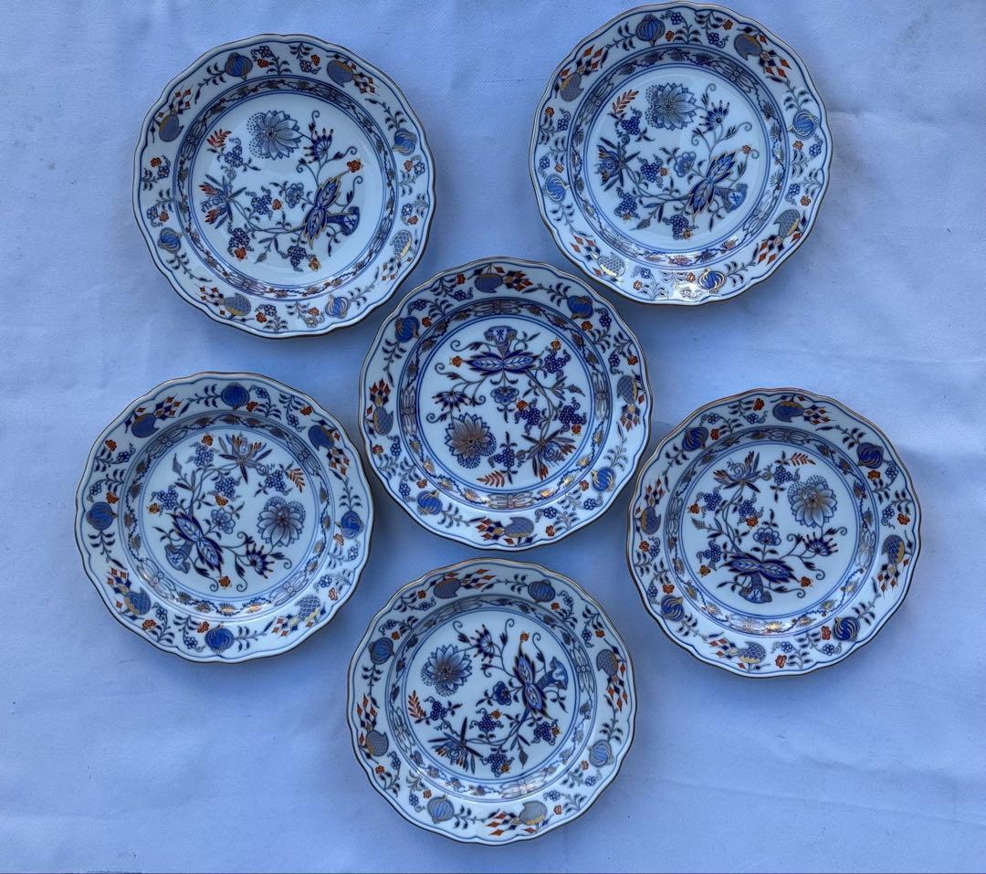 未使用 最高峰 Meissen マイセン 朱金オニオン プレート 6枚　18cm