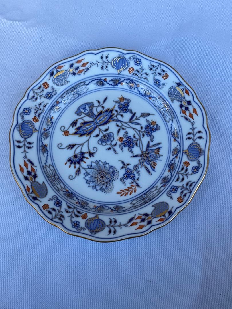 未使用 最高峰 Meissen マイセン 朱金オニオン プレート 6枚　18cm