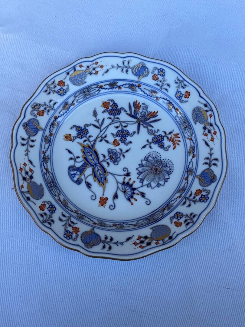 未使用 最高峰 Meissen マイセン 朱金オニオン プレート 6枚　18cm