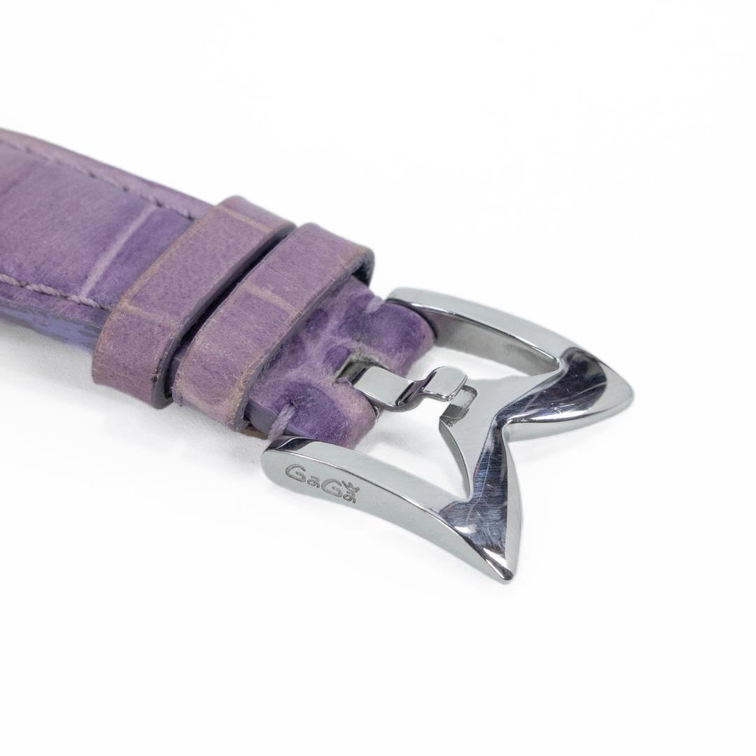 ガガミラノ 腕時計 レディース マヌアーレ40mm 白 薄紫色 シェル盤 ロゴ