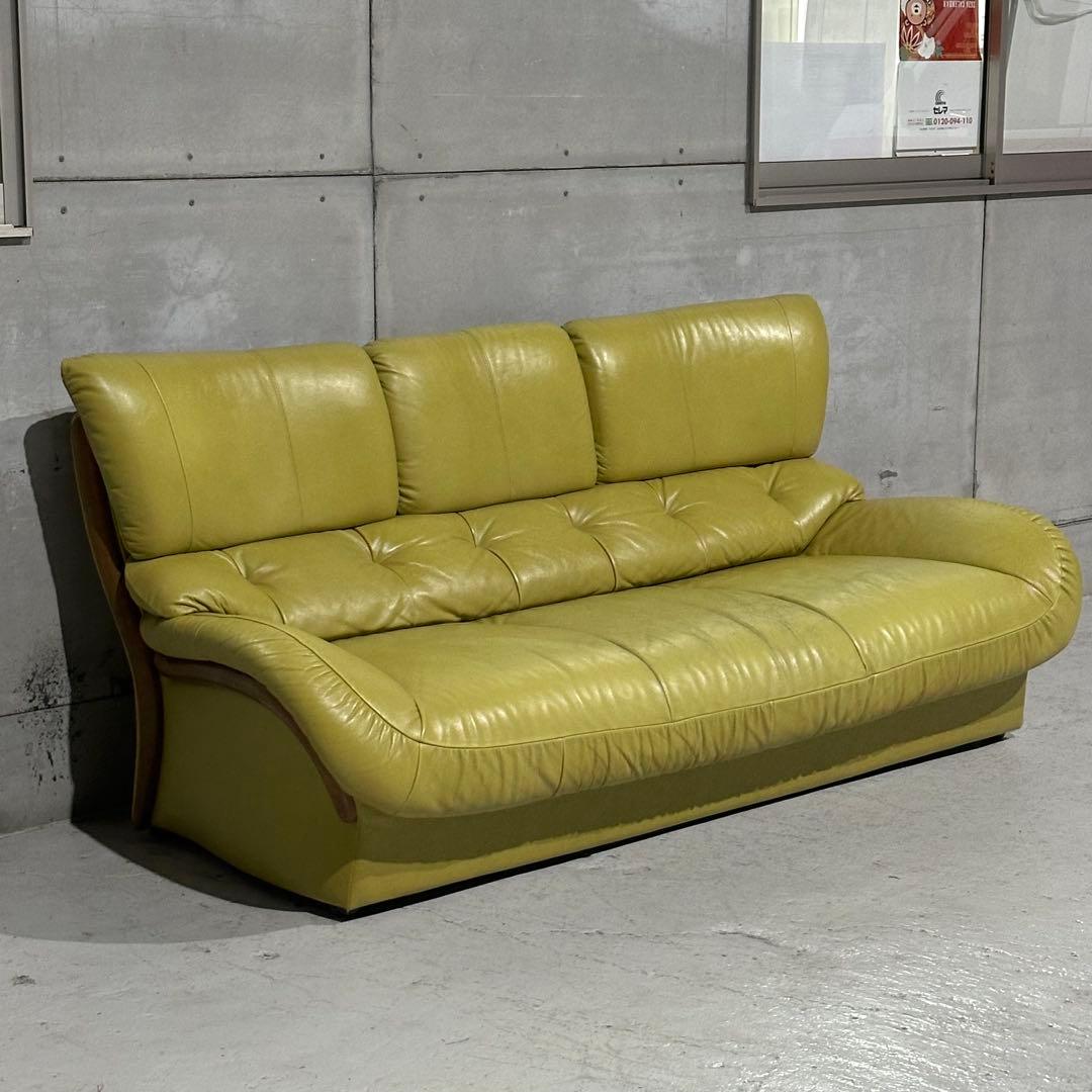 昭和レトロ karimoku カリモク 本革ソファ 3人掛｜ZTシリーズ応接家具